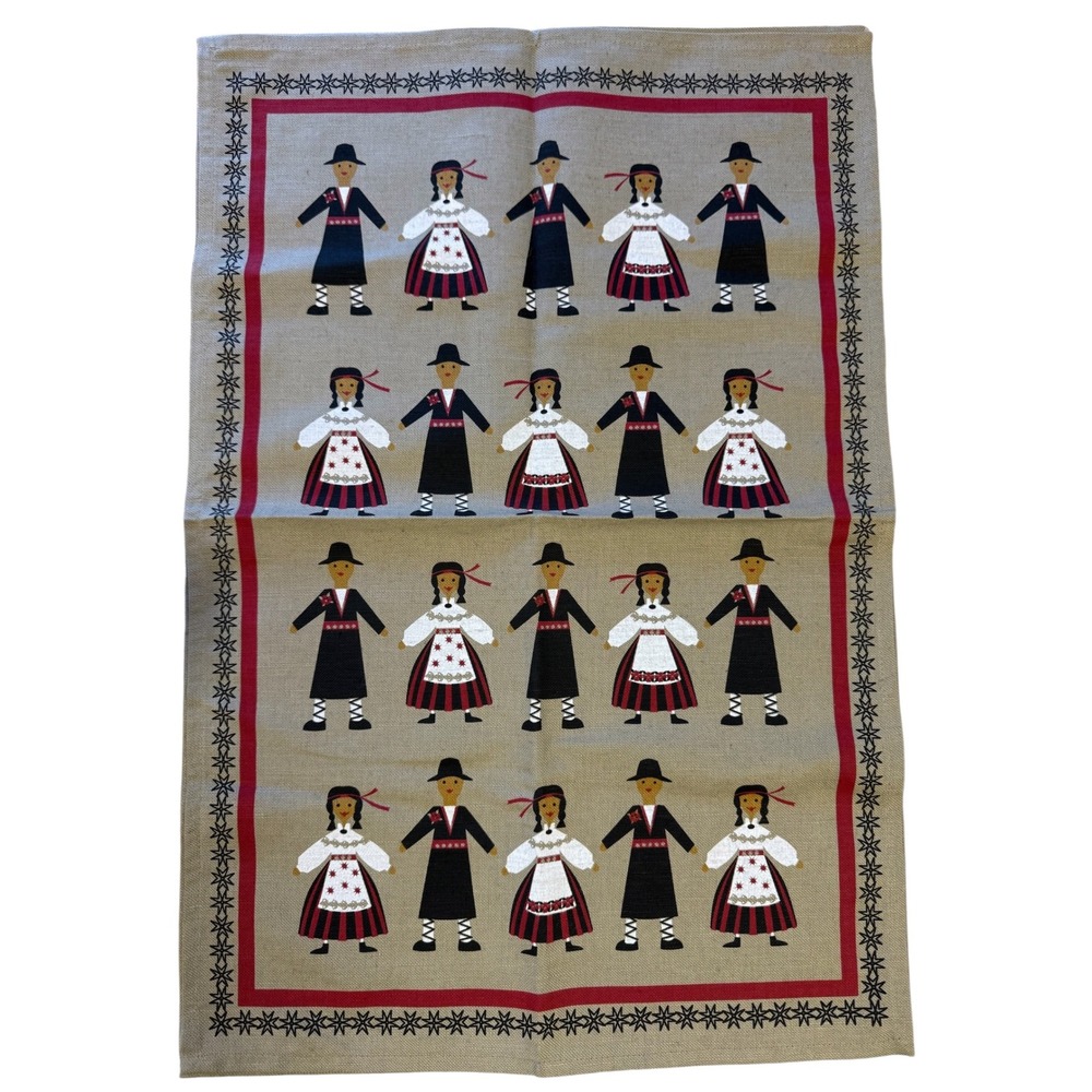 Linen Paradise Estonia 100% Linen Folk Art 2 Tea Towels NEW Traditional Costume